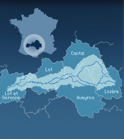 Carte de localisation de l'Entente Interd�partementale du Bassin du Lot