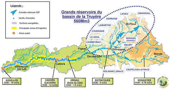 Grands réservoirs du bassin de la Truyère et du Lot amont