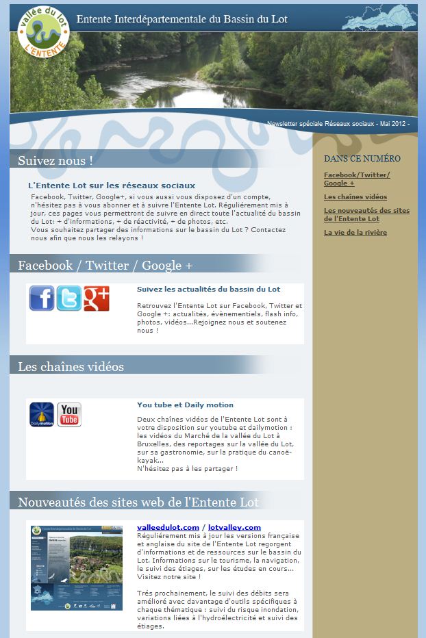 Newsletter Réseaux Sociaux